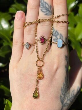 Peridot and citrine charm necklace